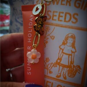Orange Lip Balm with Floral Keychain